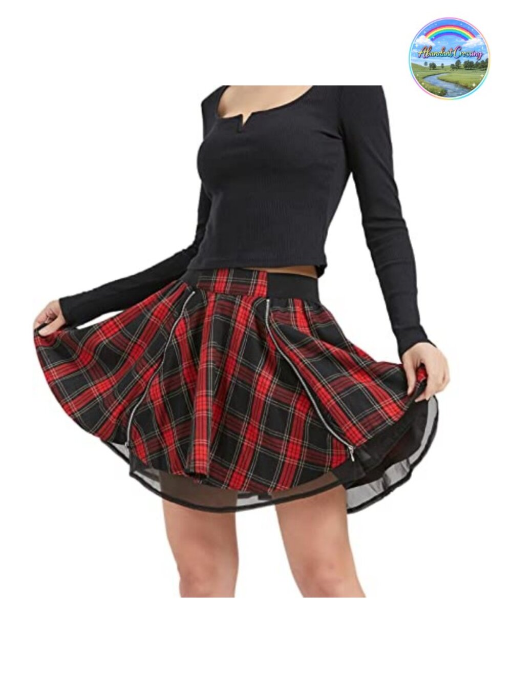 Women's Plaid Skater Skirt High Waisted Flared Mini Kilt 90% Polyester 10%